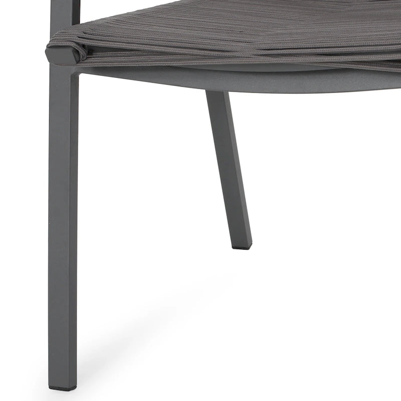Sedia da pranzo in corda intrecciata grigio scuro/tortora, set da 2, struttura in alluminio