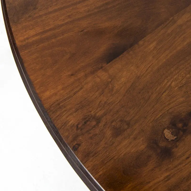 Tavolo da pranzo rotondo con piedistallo da 48" in rovere scuro/bianco decapato, 4-6 posti a sedere