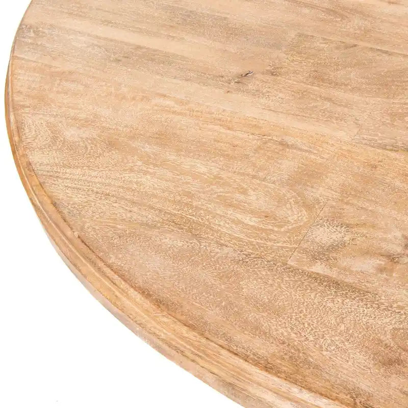 Tavolo da pranzo rotondo con piedistallo da 48" in rovere scuro/bianco decapato, 4-6 posti a sedere