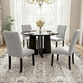 Set da tavolo da pranzo rotondo grigio e nero/beige e nero, 5 pezzi, 4 posti