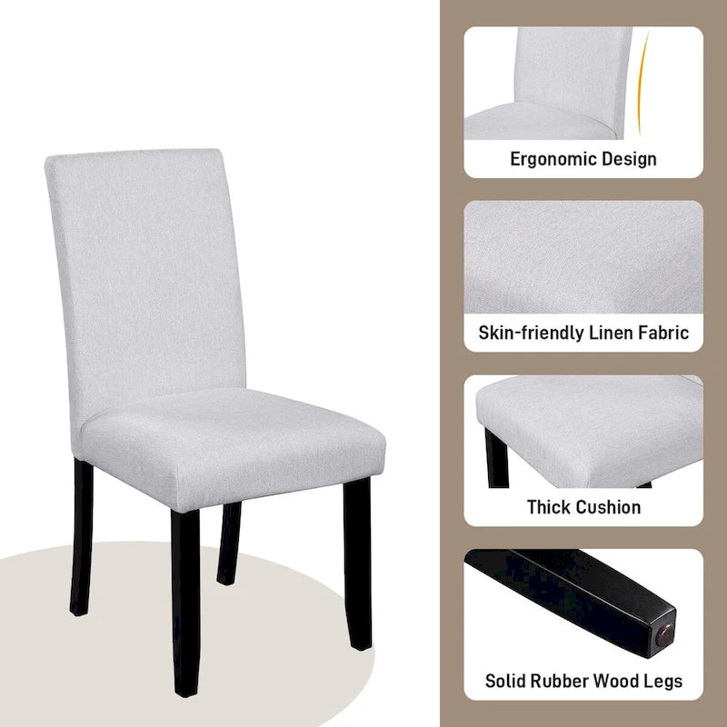 Set da tavolo da pranzo rotondo grigio e nero/beige e nero, 5 pezzi, 4 posti