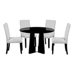 Set da tavolo da pranzo rotondo grigio e nero/beige e nero, 5 pezzi, 4 posti