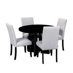 Set da tavolo da pranzo rotondo grigio e nero/beige e nero, 5 pezzi, 4 posti