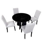 Set da tavolo da pranzo rotondo grigio e nero/beige e nero, 5 pezzi, 4 posti