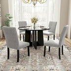 Set da tavolo da pranzo rotondo grigio e nero/beige e nero, 5 pezzi, 4 posti