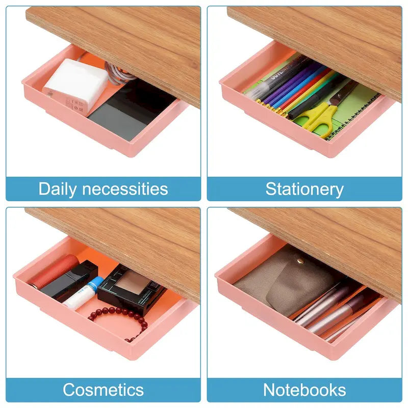 Cassetto Sotto Scrivania, Set da 4 – Bianco / Rosa / Giallo / Grigio
