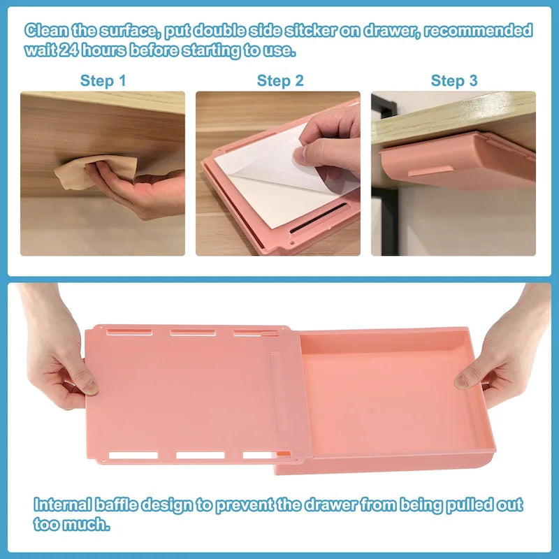 Cassetto Sotto Scrivania, Set da 4 – Bianco / Rosa / Giallo / Grigio