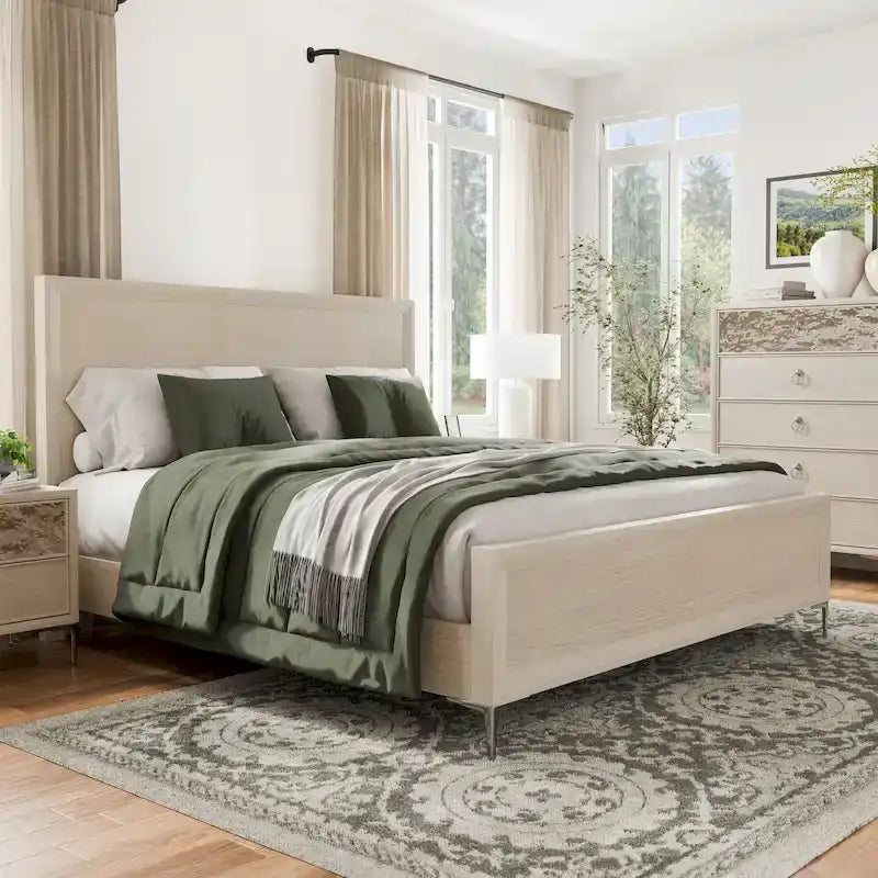 Letto a pannelli moderno, Rovere naturale/Espresso, Queen/King, 2 posti letto