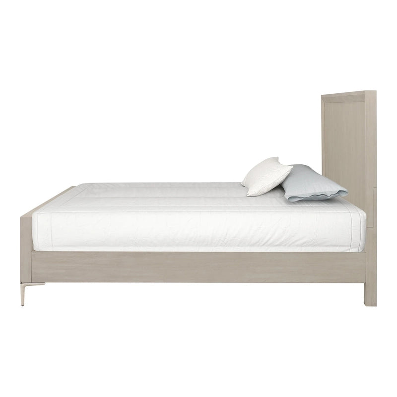 Letto a pannelli moderno, Rovere naturale/Espresso, Queen/King, 2 posti letto