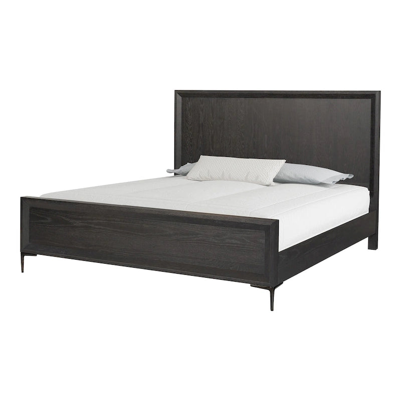 Letto a pannelli moderno, Rovere naturale/Espresso, Queen/King, 2 posti letto