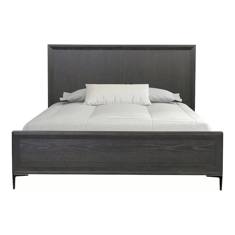 Letto a pannelli moderno, Rovere naturale/Espresso, Queen/King, 2 posti letto