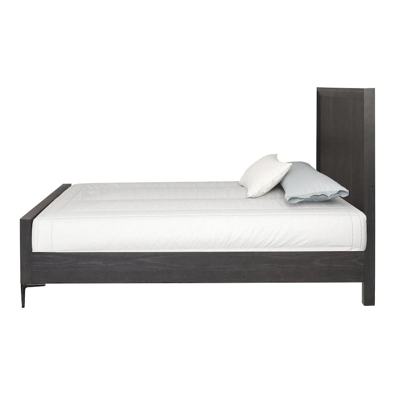 Letto a pannelli moderno, Rovere naturale/Espresso, Queen/King, 2 posti letto