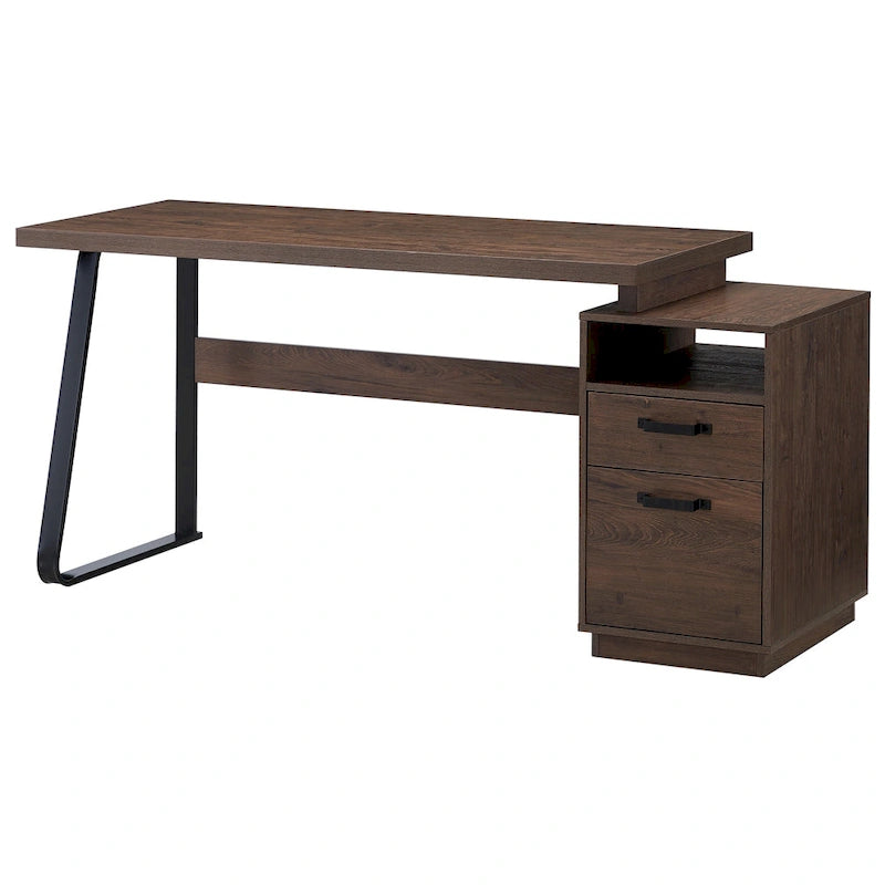 Scrivania monoposto marrone con 2 cassetti