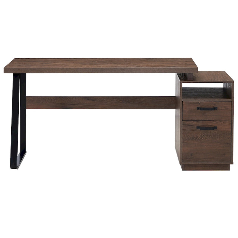 Scrivania monoposto marrone con 2 cassetti