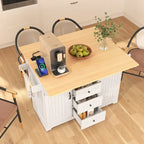 Carrello da cucina con isola a ribalta Bianco/Verde/Nero, 4 posti