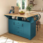 Carrello da cucina con isola a ribalta Bianco/Verde/Nero, 4 posti