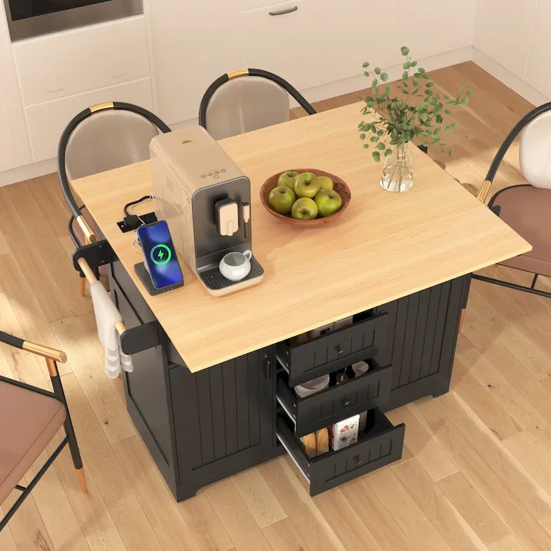 Carrello da cucina con isola a ribalta Bianco/Verde/Nero, 4 posti