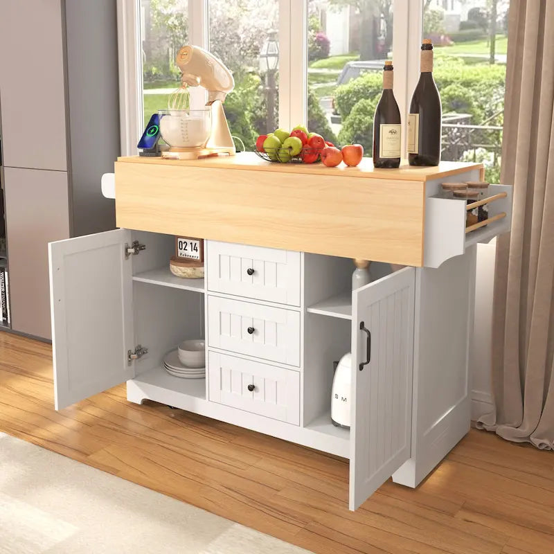Carrello da cucina con isola a ribalta Bianco/Verde/Nero, 4 posti