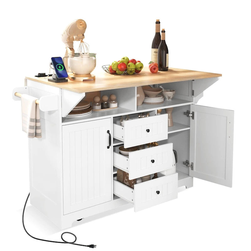 Carrello da cucina con isola a ribalta Bianco/Verde/Nero, 4 posti