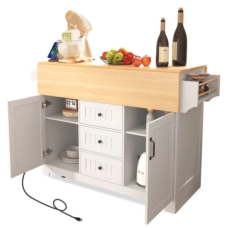 Carrello da cucina con isola a ribalta Bianco/Verde/Nero, 4 posti