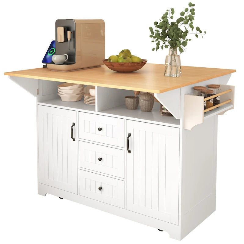 Carrello da cucina con isola a ribalta Bianco/Verde/Nero, 4 posti