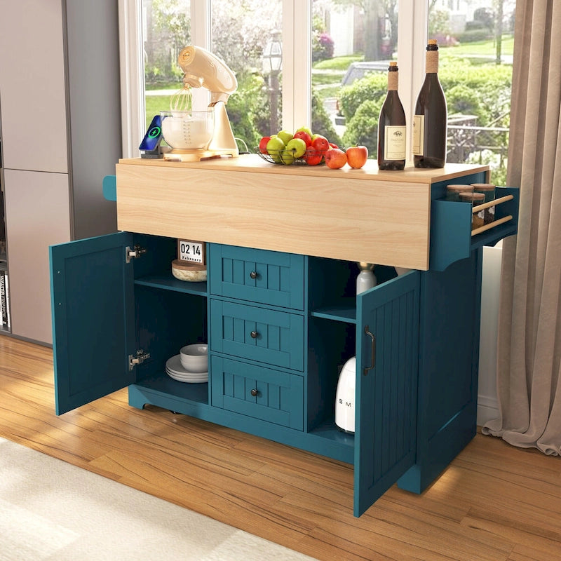 Carrello da cucina con isola a ribalta Bianco/Verde/Nero, 4 posti