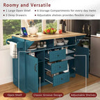 Carrello da cucina con isola a ribalta Bianco/Verde/Nero, 4 posti