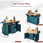 Carrello da cucina con isola a ribalta Bianco/Verde/Nero, 4 posti
