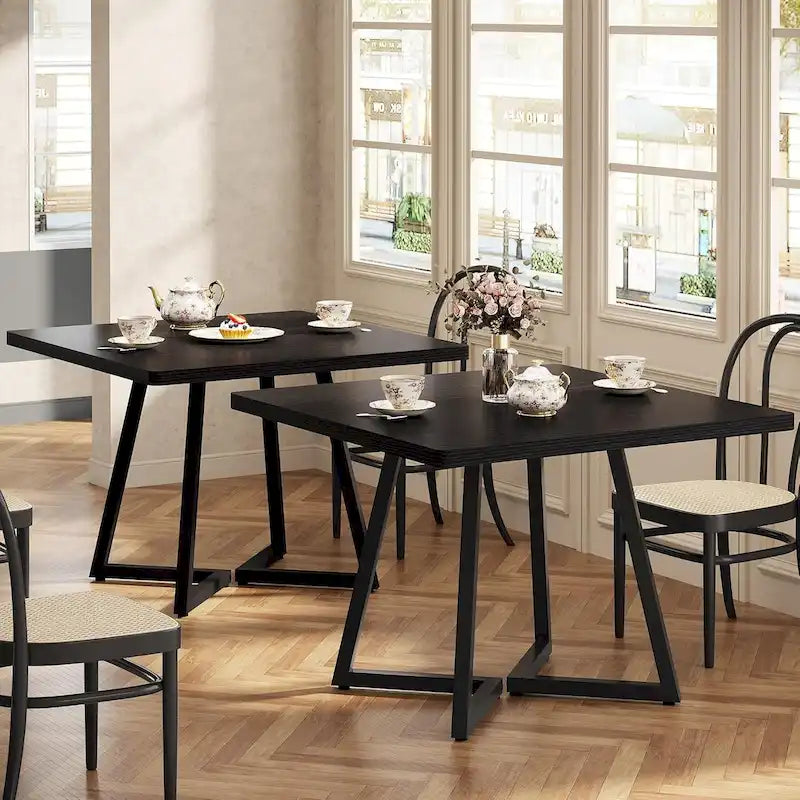 Tavolo da pranzo quadrato Rustico Marrone / Nero / Bianco e Oro, Posti 1–6