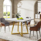 Tavolo da pranzo quadrato Rustico Marrone / Nero / Bianco e Oro, Posti 1–6