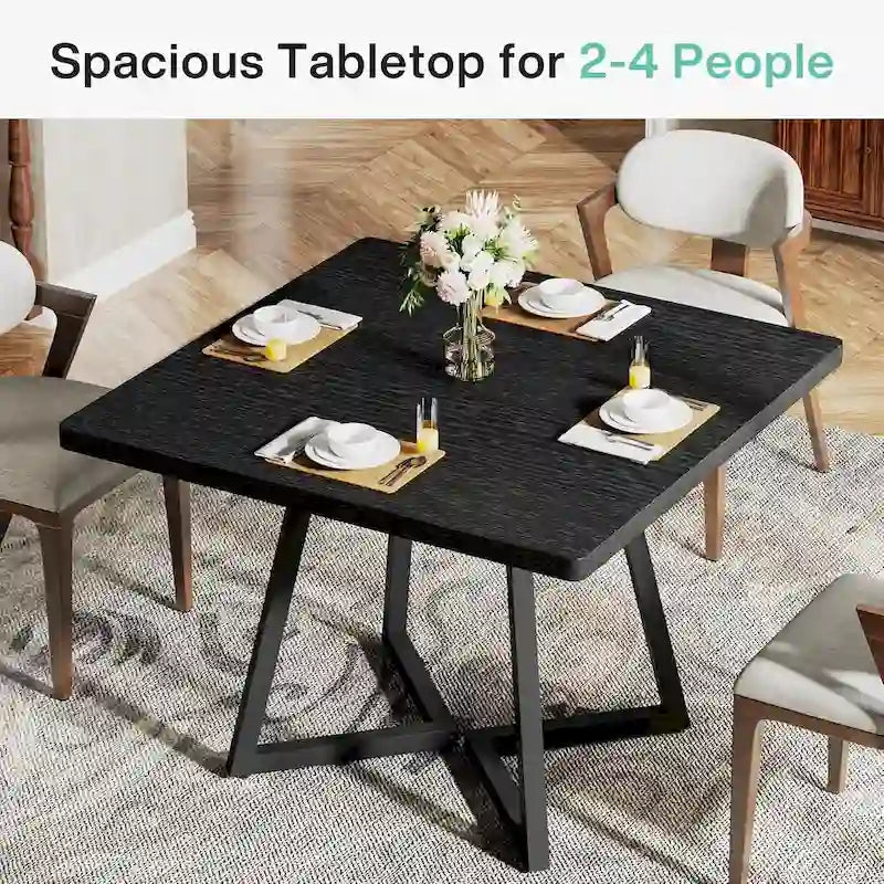 Tavolo da pranzo quadrato Rustico Marrone / Nero / Bianco e Oro, Posti 1–6