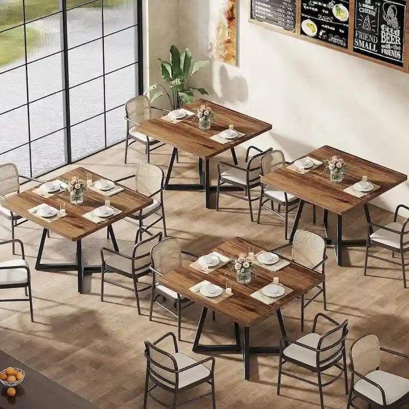 Tavolo da pranzo quadrato Rustico Marrone / Nero / Bianco e Oro, Posti 1–6