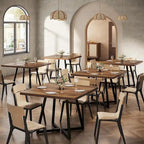 Tavolo da pranzo quadrato Rustico Marrone / Nero / Bianco e Oro, Posti 1–6