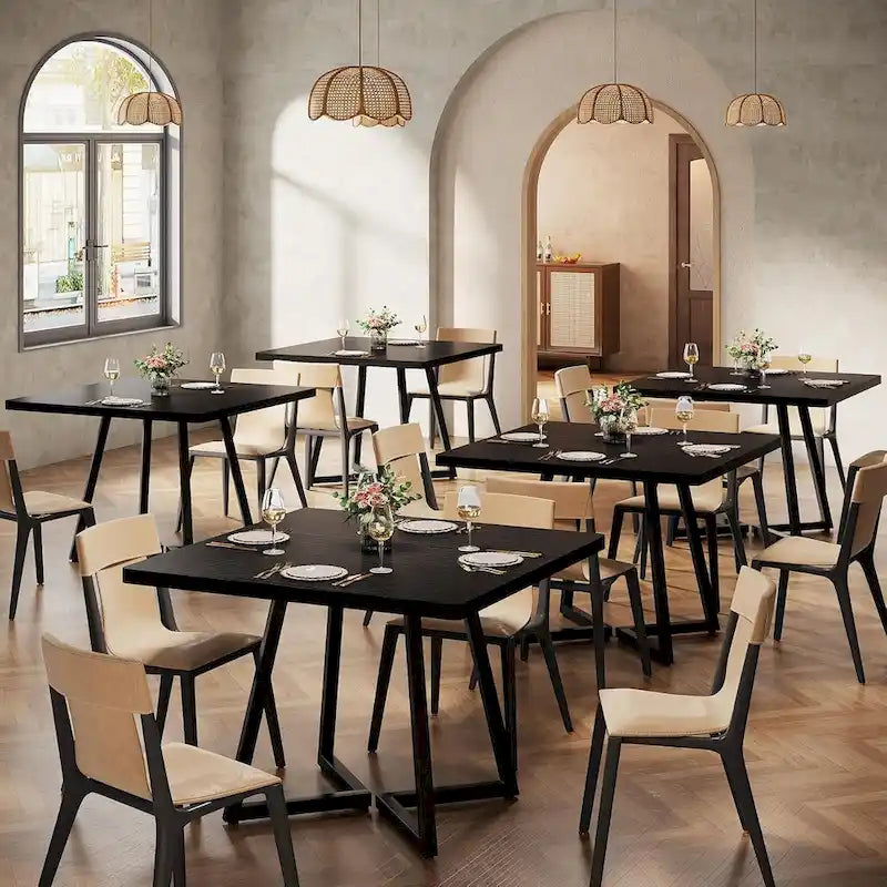 Tavolo da pranzo quadrato Rustico Marrone / Nero / Bianco e Oro, Posti 1–6