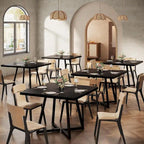Tavolo da pranzo quadrato Rustico Marrone / Nero / Bianco e Oro, Posti 1–6