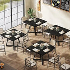 Tavolo da pranzo quadrato Rustico Marrone / Nero / Bianco e Oro, Posti 1–6