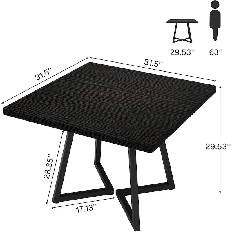 Tavolo da pranzo quadrato Rustico Marrone / Nero / Bianco e Oro, Posti 1–6