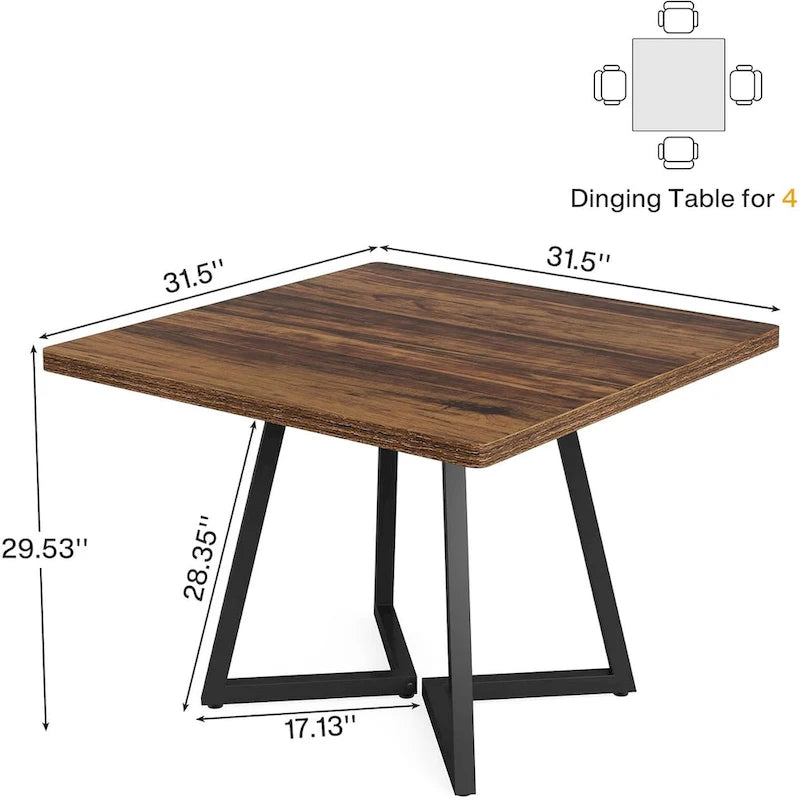 Tavolo da pranzo quadrato Rustico Marrone / Nero / Bianco e Oro, Posti 1–6