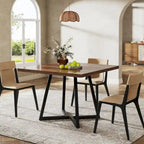 Tavolo da pranzo quadrato Rustico Marrone / Nero / Bianco e Oro, Posti 1–6