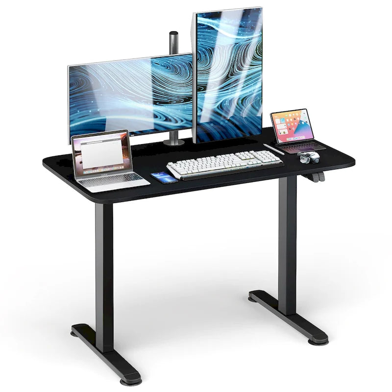 Scrivania elettrica regolabile in altezza Sit-Stand, marrone/nero/naturale, monoposto