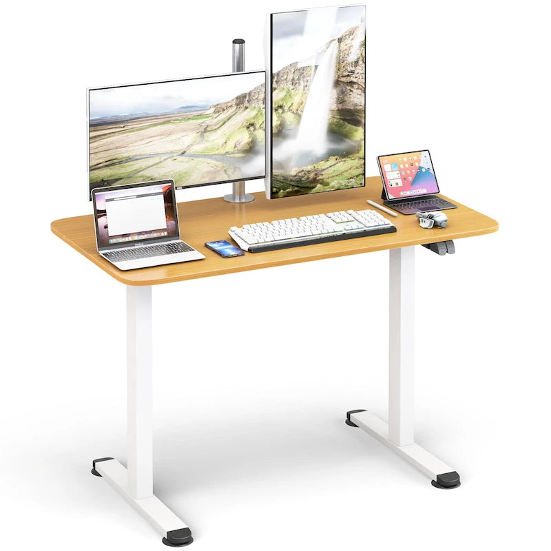 Scrivania elettrica regolabile in altezza Sit-Stand, marrone/nero/naturale, monoposto