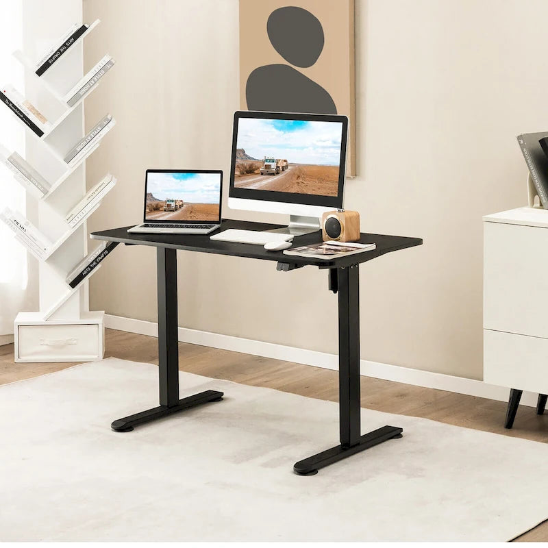 Scrivania elettrica regolabile in altezza Sit-Stand, marrone/nero/naturale, monoposto