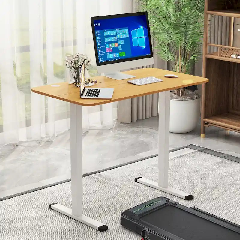 Scrivania elettrica regolabile in altezza Sit-Stand, marrone/nero/naturale, monoposto