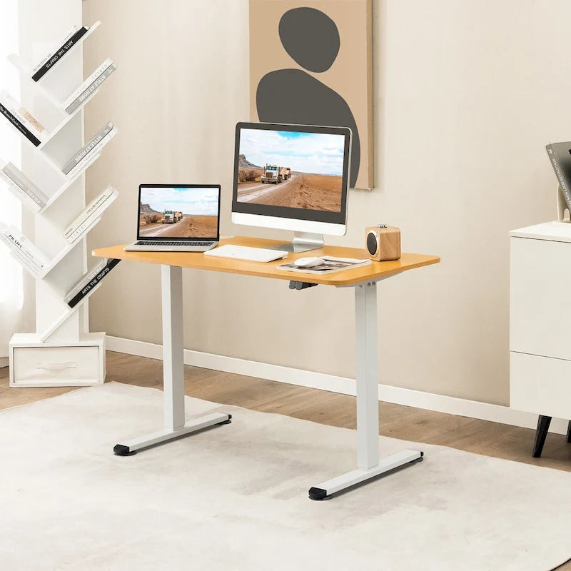 Scrivania elettrica regolabile in altezza Sit-Stand, marrone/nero/naturale, monoposto