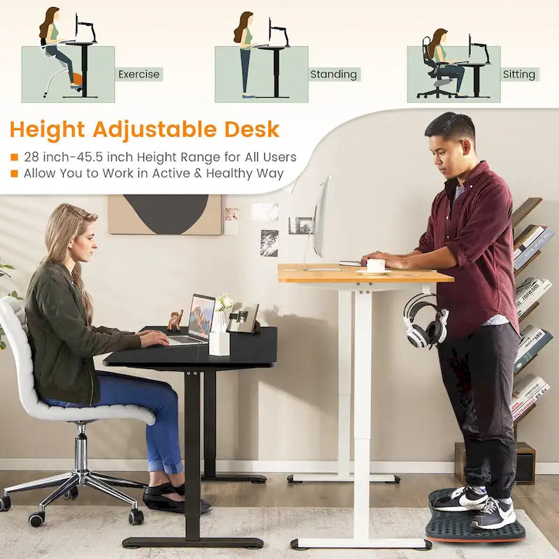 Scrivania elettrica regolabile in altezza Sit-Stand, marrone/nero/naturale, monoposto