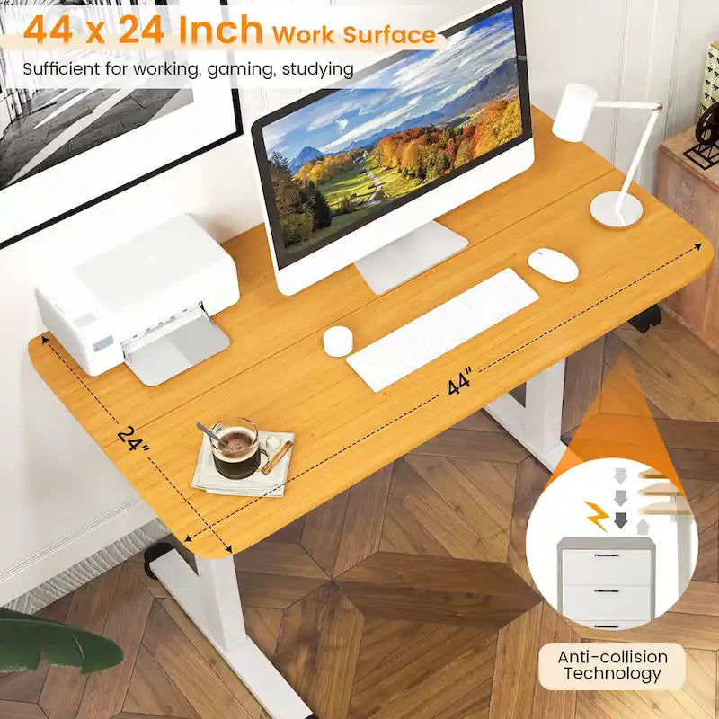 Scrivania elettrica regolabile in altezza Sit-Stand, marrone/nero/naturale, monoposto