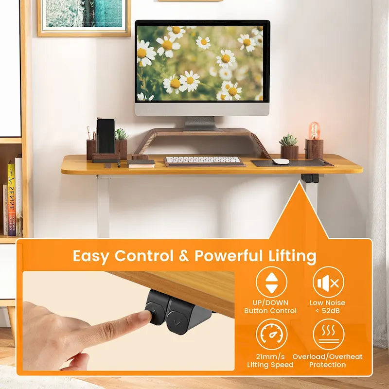 Scrivania elettrica regolabile in altezza Sit-Stand, marrone/nero/naturale, monoposto
