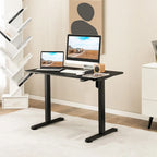 Scrivania elettrica regolabile in altezza Sit-Stand, marrone/nero/naturale, monoposto