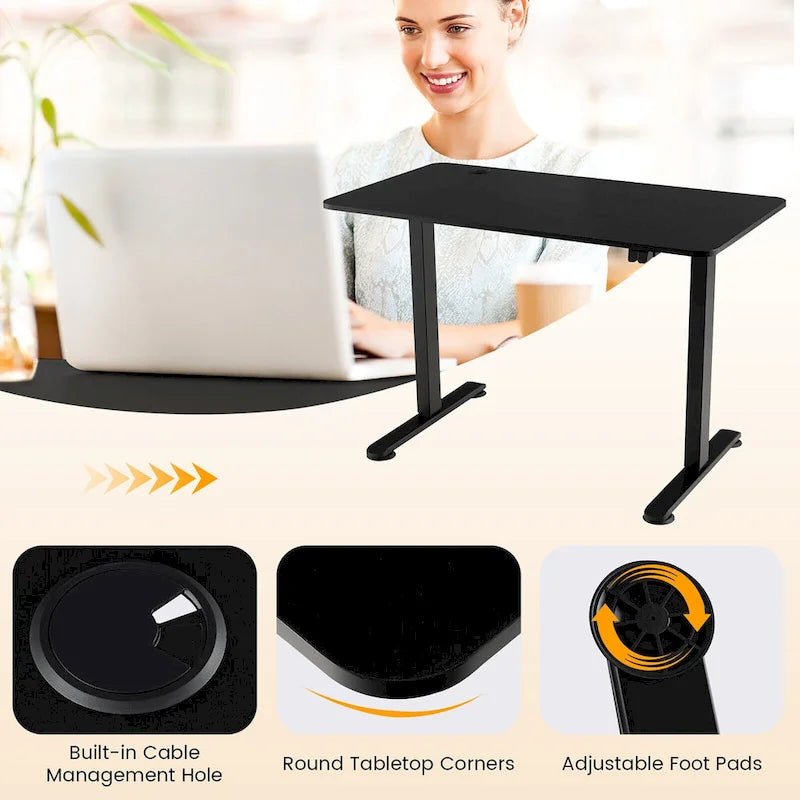 Scrivania elettrica regolabile in altezza Sit-Stand, marrone/nero/naturale, monoposto