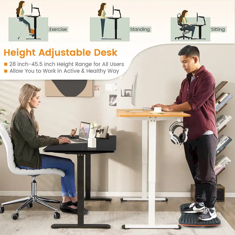 Scrivania elettrica regolabile in altezza Sit-Stand, marrone/nero/naturale, monoposto